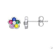 Load image into Gallery viewer, STERLING SILVER RAINBOW FLOWER EARRINGS