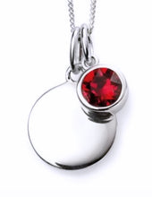 Load image into Gallery viewer, STERLING SILVER BIRTHSTONE DISC NECKLACE