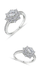 Load image into Gallery viewer, STERLING SILVER CUBIC ZIRCONIA TWO TIER CLUSTER RING