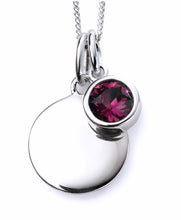 Load image into Gallery viewer, STERLING SILVER BIRTHSTONE DISC NECKLACE