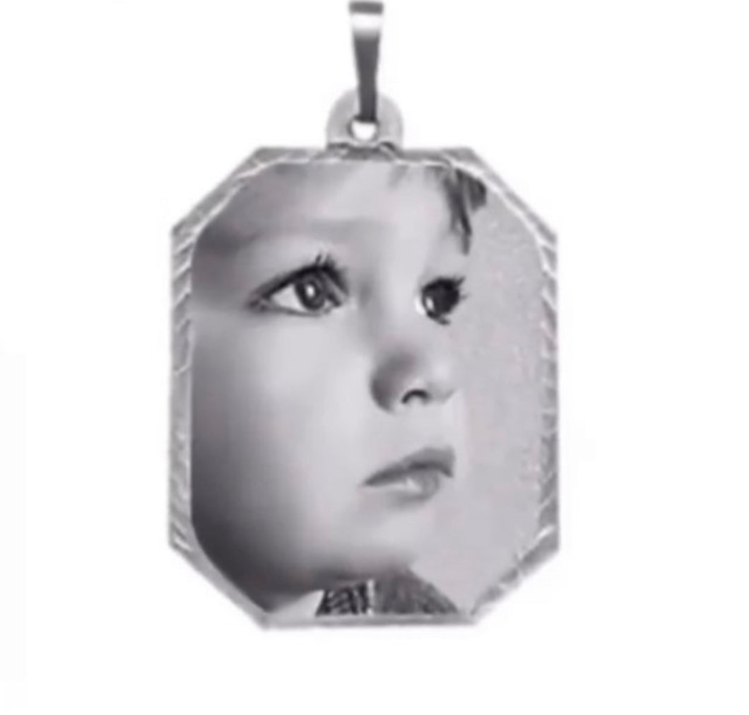 STERLING SILVER PHOTO DISC PENDANT NECKLACE