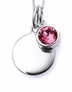 STERLING SILVER BIRTHSTONE DISC NECKLACE