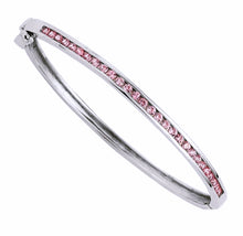 Load image into Gallery viewer, STERLING SILVER PINK CRYSTAL BABY BANGLE