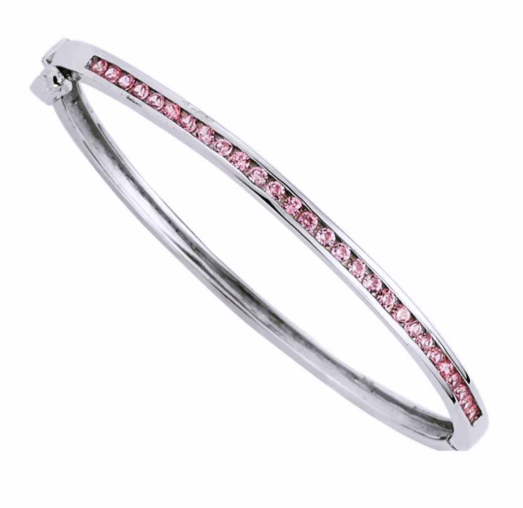 STERLING SILVER PINK CRYSTAL BABY BANGLE