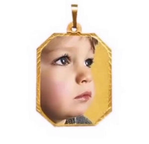 9CT YELLOW GOLD PHOTO DISC PENDANT NECKLACE