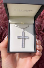 Load image into Gallery viewer, STERLING SILVER BAGUETTE CUBIC ZIRCONIA CROSS NECKLACE