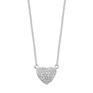 STERLING SILVER CUBIC ZIRCONIA LOVE HEART NECKLACE