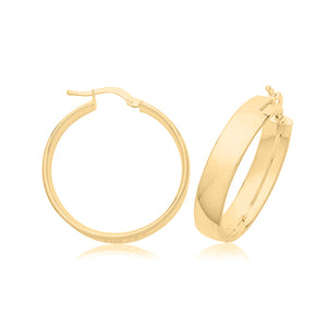 9CT RICH YELLOW GOLD WIDE HOOP EARRINGS