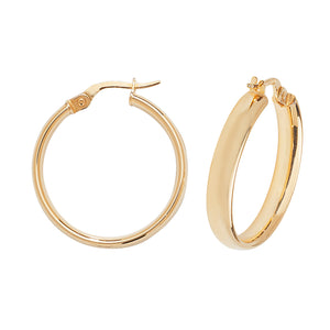 9CT RICH YELLOW GOLD CURVED HOOP EARRINGS