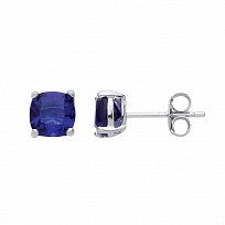 STERLING SILVER SAPPHIRE CUSHION CUT STUD EARRINGS