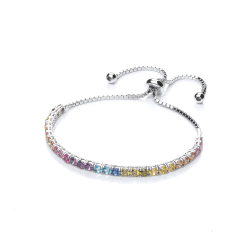STERLING SILVER MULTICOLOUR TENNIS BRACELET