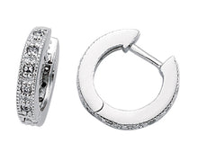 Load image into Gallery viewer, STERLING SILVER CUBIC ZIRCONIA HUGGIE EARRINGS