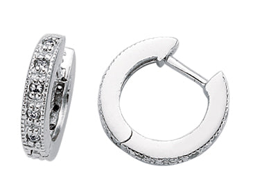 STERLING SILVER CZ HUGGIE EARRINGS