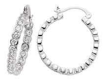 Load image into Gallery viewer, STERLING SILVER CUBIC ZIRCONIA HOOP EARRINGS