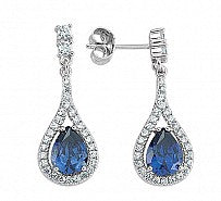 STERLING SILVER TANZANITE VIOLET PEAR DROP EARRINGS