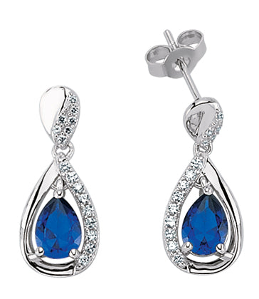 STERLING SILVER SAPPHIRE TEAR DROP EARRINGS