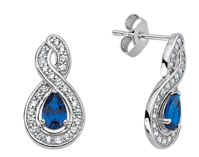 STERLING SILVER SAPPHIRE DROP STUD EARRINGS