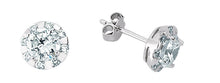 Load image into Gallery viewer, STERLIN SILVER CUBIC ZIRCONIA HALO STUD