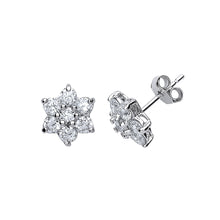 Load image into Gallery viewer, STERLING SILVER CUBIC ZIRCONIA CLUSTER EARRINGS