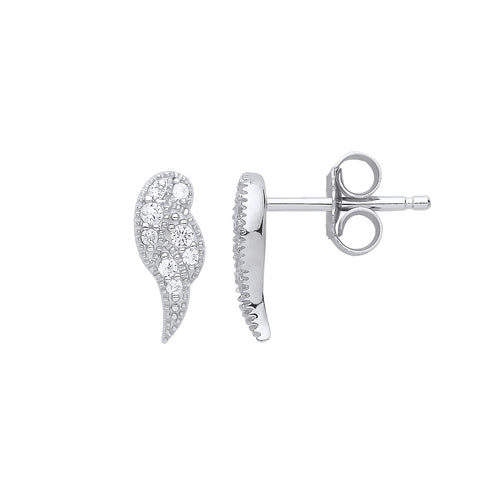 STERLING SILVER CZ ANGEL WINGS EARRINGS