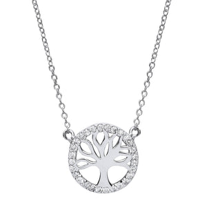 STERLING SILVER CZ TREE OF LIFE NECKLACE
