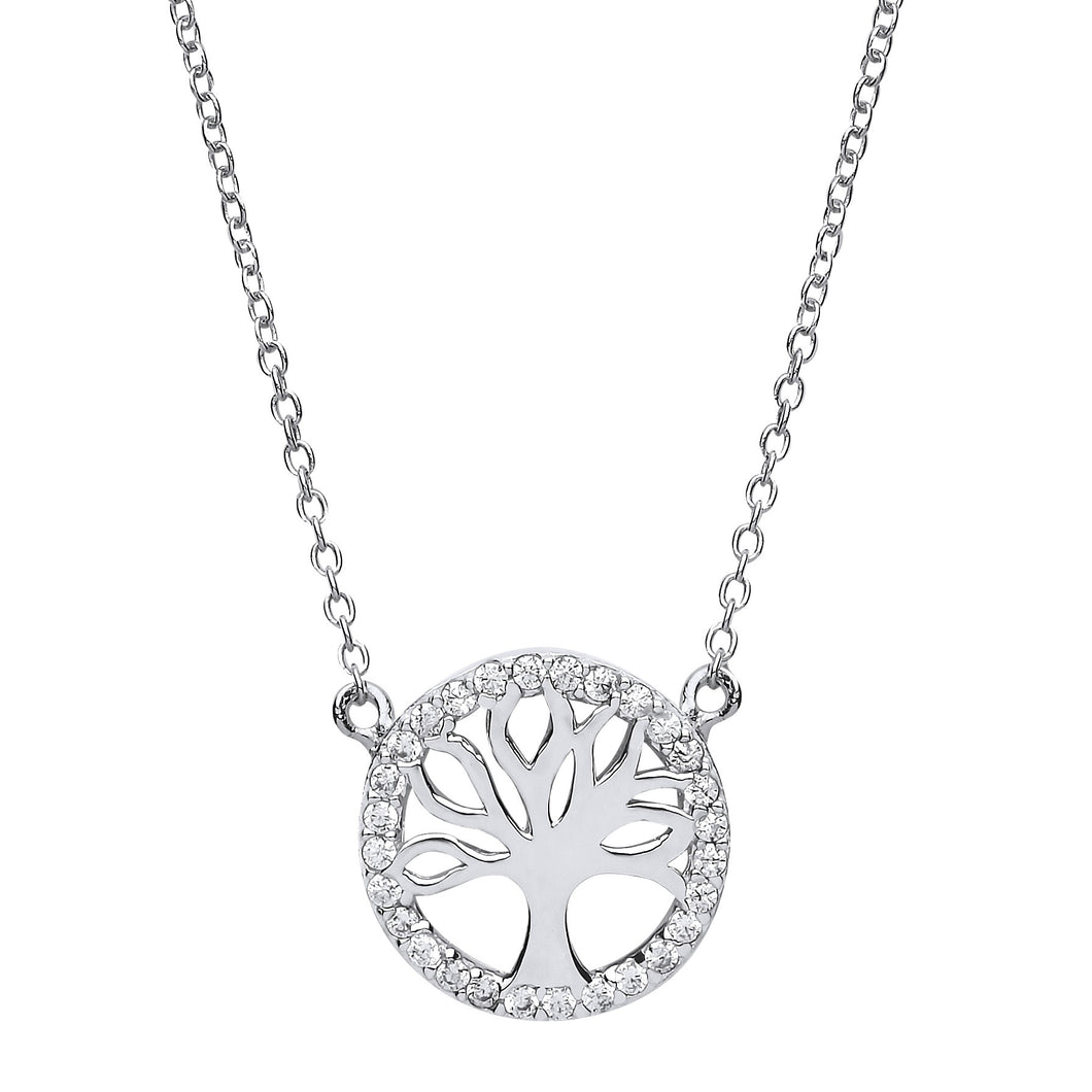 STERLING SILVER CZ TREE OF LIFE NECKLACE