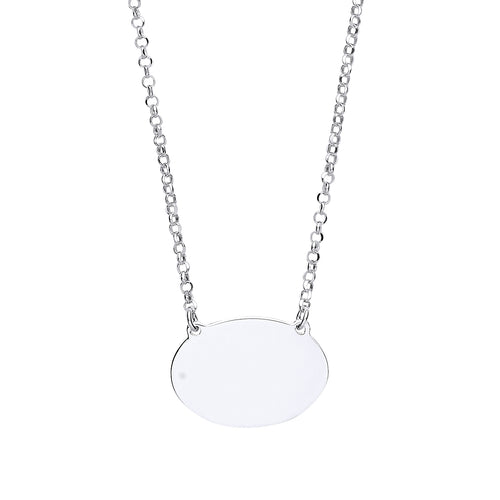 STERLING SILVER OVAL DISC PENDANT