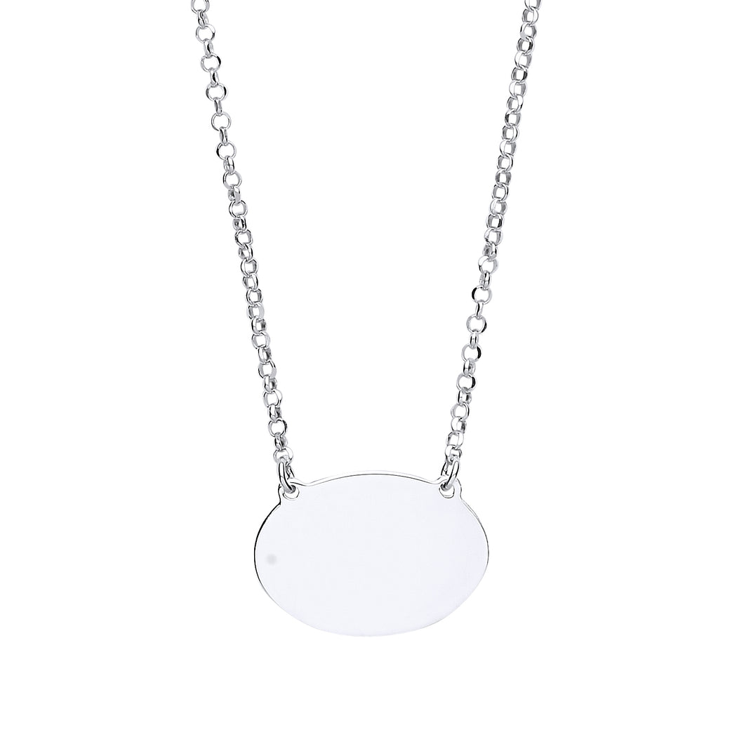 STERLING SILVER OVAL DISC PENDANT