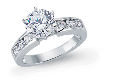 STERLING SILVER CUBIC ZIRCONIA SOLITAIRE RING