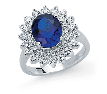 STERLING SILVER SAPPHIRE GEMSTONE RING