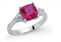 Load image into Gallery viewer, STERLING SILVER CUSHION CUT RUBY RING