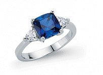 Load image into Gallery viewer, STERLING SILVER CUSHION CUT SAHPPHIRE RING