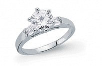 STERLING SILVER CUBIC ZIRCONIA SOLITAIRE RING