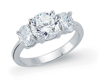 STERLING SILVER TRILOGY CUBIC ZIRCONIA RING