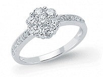 STERLING SILVER CUBIC ZIRCONIA CLUSTER RING