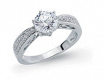 Load image into Gallery viewer, STERLING SILVER CUBIC ZIRCONIA SOLITAIRE RING