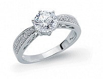 STERLING SILVER CUBIC ZIRCONIA SOLITAIRE RING