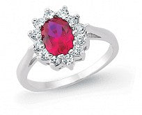 STERLIN SILVER RUBY CLUSTER RING