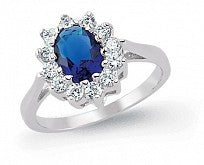 STERLING SILVER SAPPHIRE CLUSTER RING