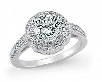 Load image into Gallery viewer, STERLING SILVER ROUND PAVE SET CUBIC ZIRCONIA RING