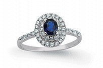 Load image into Gallery viewer, STERLING SILVER SAPPHIRE DOUBLE HALO RING