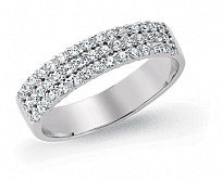 STERLING SILVER 3 ROW PAVE SET CUBIC ZIRCONIA RING