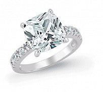 STERLING SILVER CUSHION CUT SOLITAIRE RING