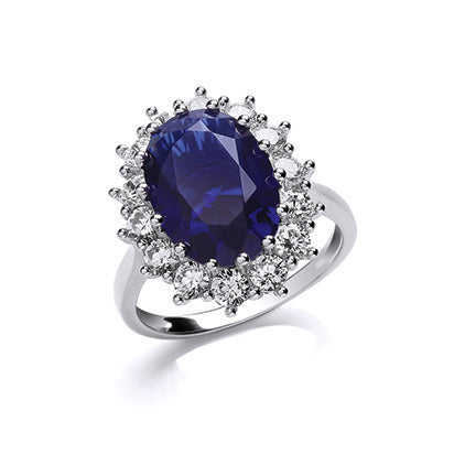 STERLING SILVER SAPPHIRE GEMSTONE RING