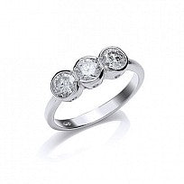 STERLING SILVER TRILOGY CUBIC ZIRCONIA RING
