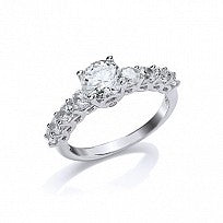 STERLING SILVER SOLITAIRE RING STONE SET SHOULDERS