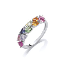 Load image into Gallery viewer, STERLING SILVER MULTICOLOUR CUBIC ZIRCONIA RING
