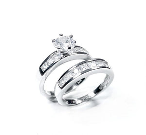 STERLING SILVER SOLITAIRE CZ RING SET