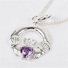Load image into Gallery viewer, STERLING SILVER BIRTHSTONE CLADDAGH NECKLACE