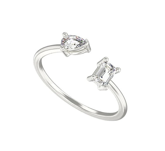 STERLING SILVER ADJUSTABLE CUBIC ZIRCONIA RING